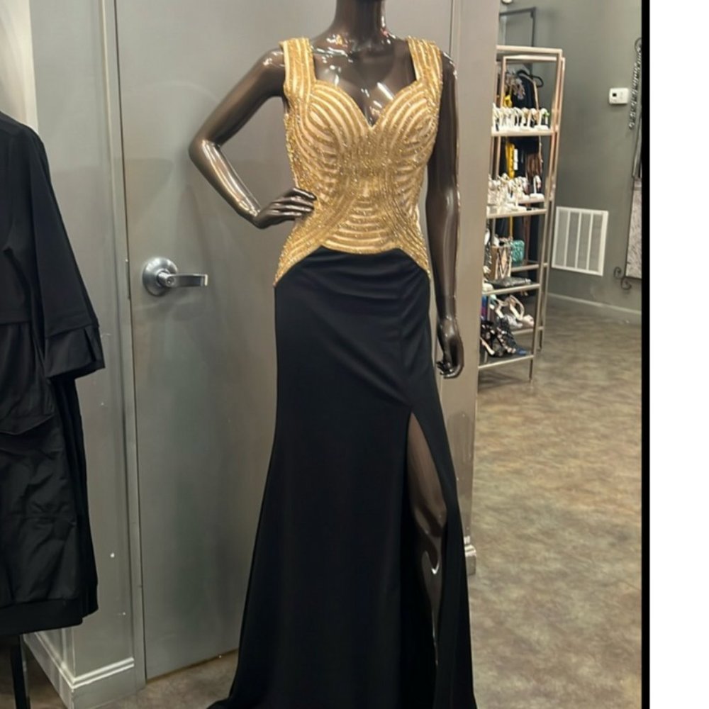 Black Label Beaded Bodice Gown